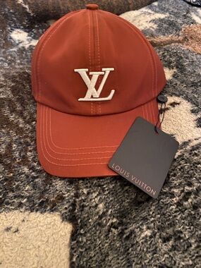 Louis Vuitton Brick Red LV Embroidered Baseball Cap